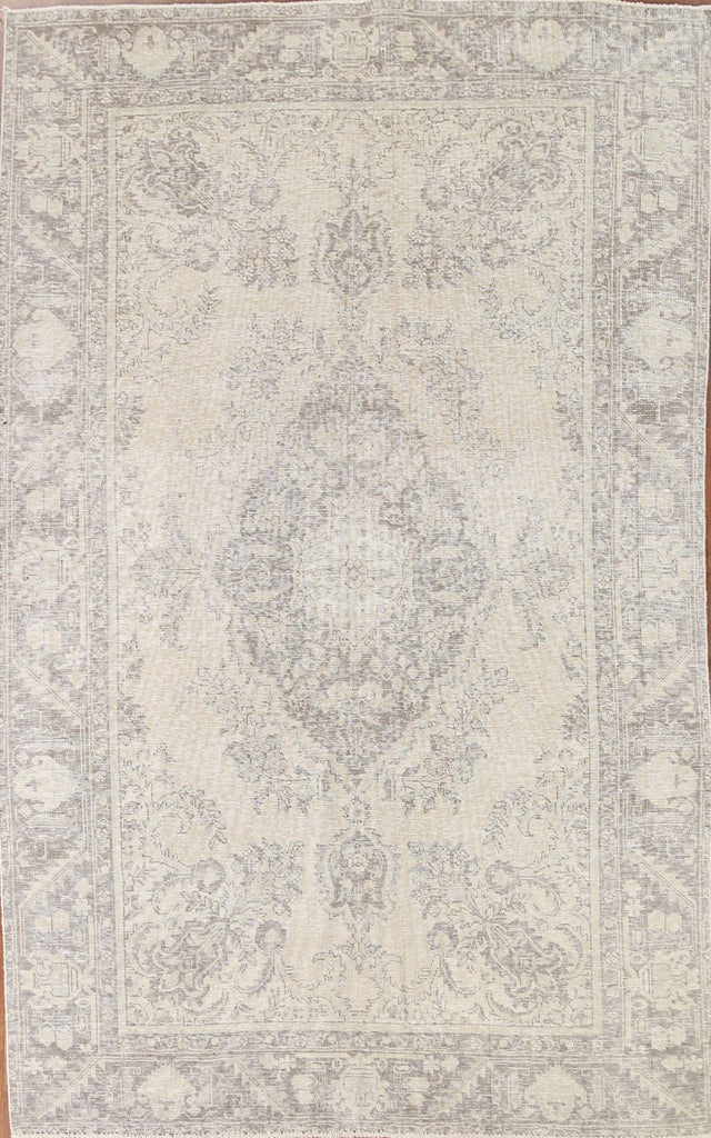 Distressed Muted Tabriz Persian Area Rug 6x9