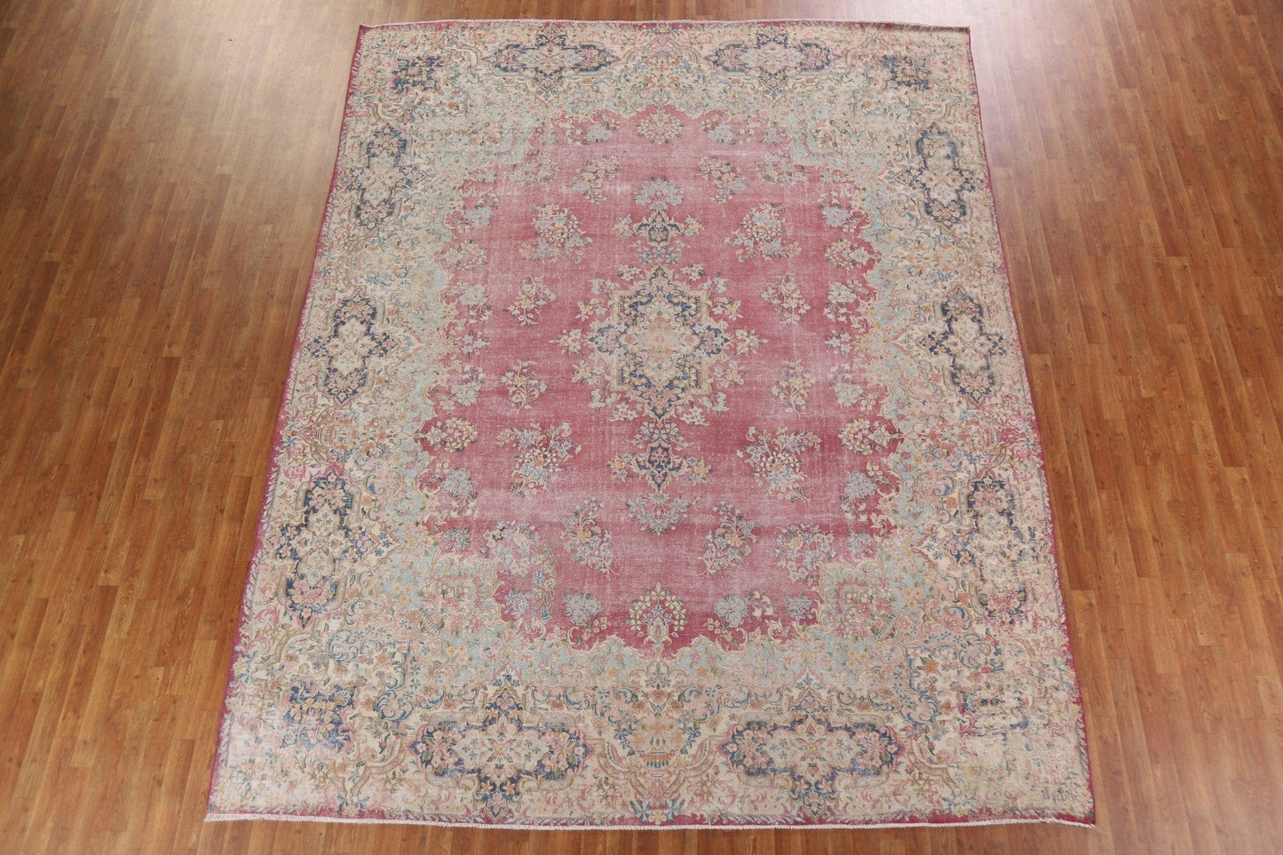 Antique Distressed Kerman Persian Wool Rug 10x12