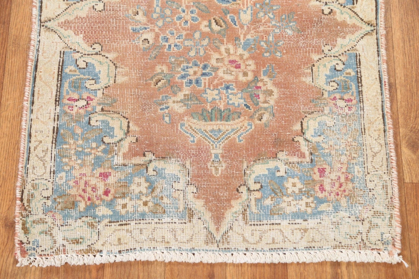 Set of 2 Antique Distressed Kerman Persian Rugs 2x2