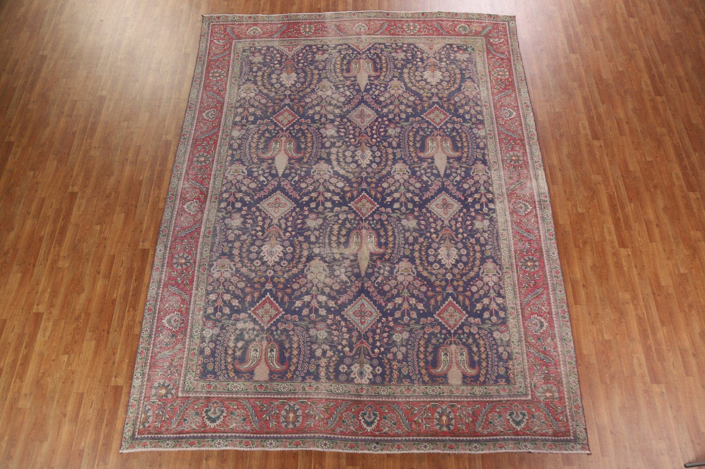 Distressed Wool Tabriz Persian Area Rug 10x13