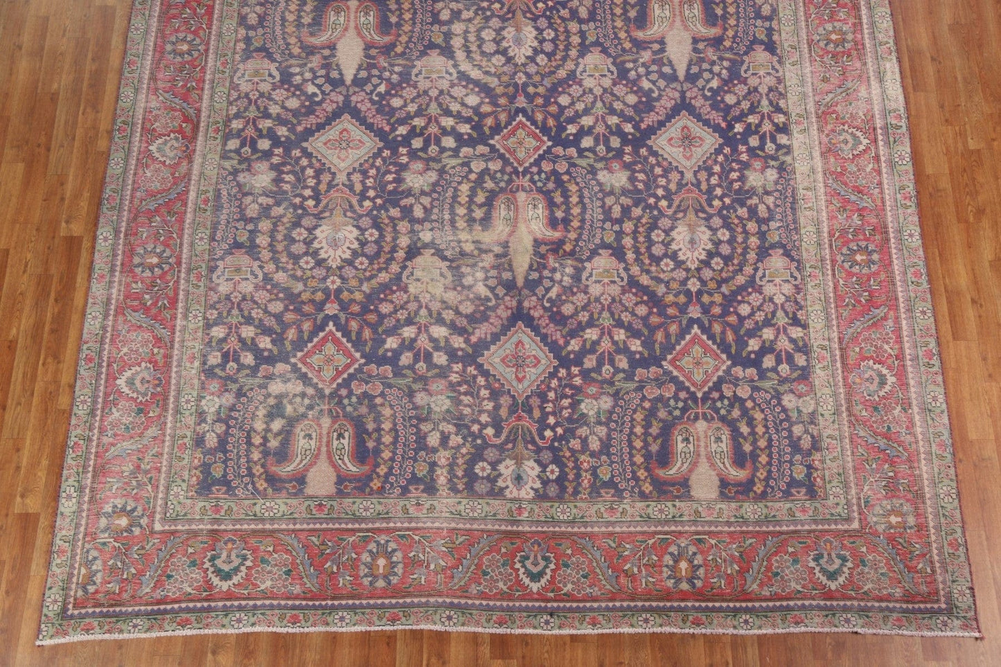 Distressed Wool Tabriz Persian Area Rug 10x13