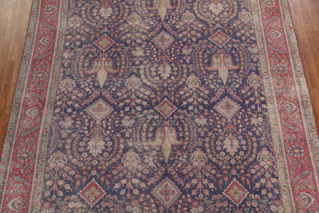 Distressed Wool Tabriz Persian Area Rug 10x13