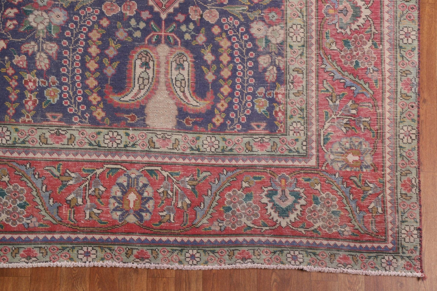 Distressed Wool Tabriz Persian Area Rug 10x13