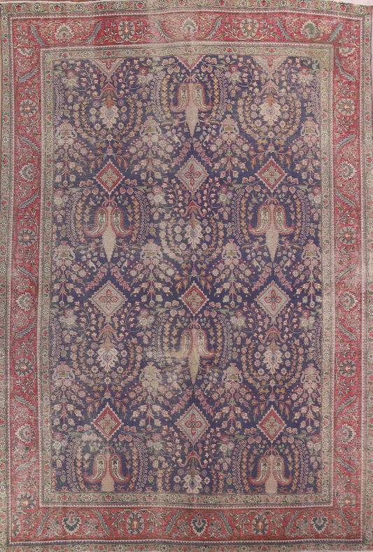 Distressed Wool Tabriz Persian Area Rug 10x13