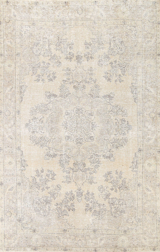 Distressed Tabriz Persian Area Rug 6x9