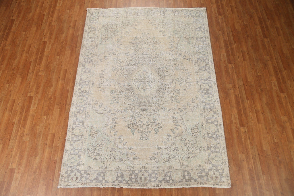 Distressed Tabriz Persian Area Rug 7x10