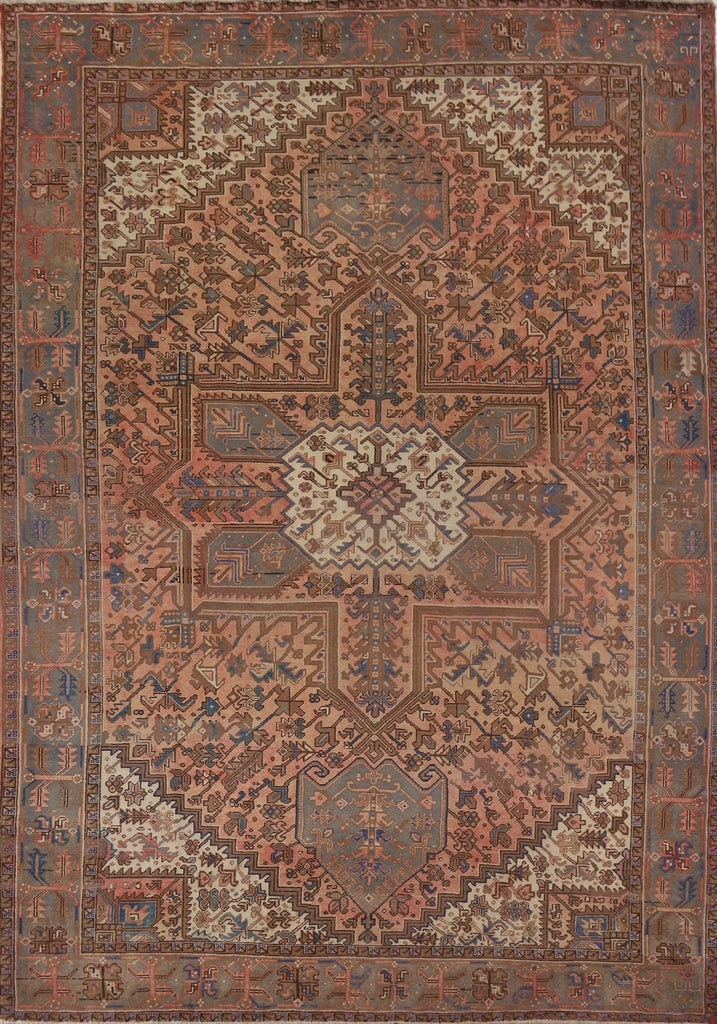 Vintage Geometric Heriz Persian Area Rug 10x13