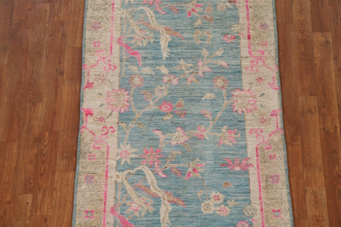 Vegetable Dye Art Deco Runner Rug 3x11