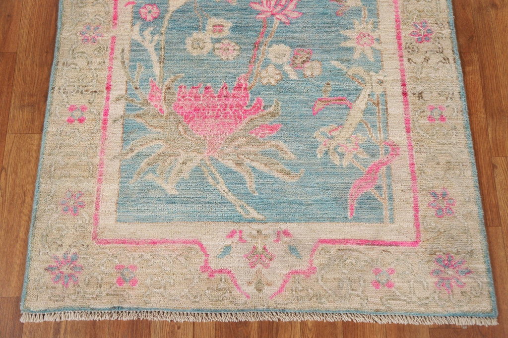 Vegetable Dye Art Deco Runner Rug 3x11