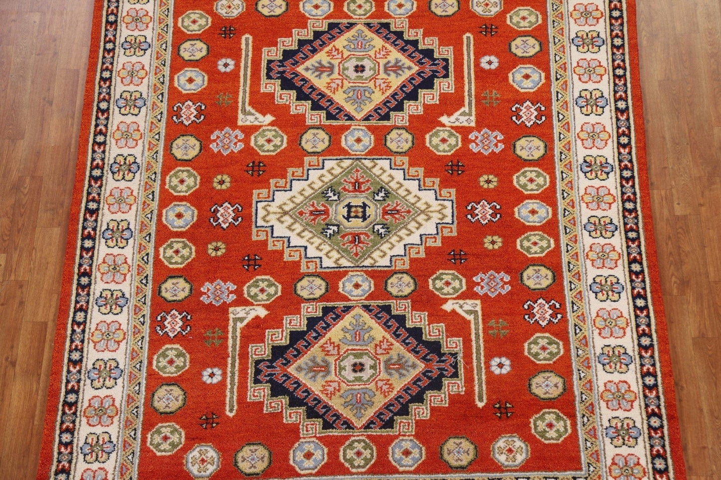 Orange Kazak Oriental Area Rug 7x8