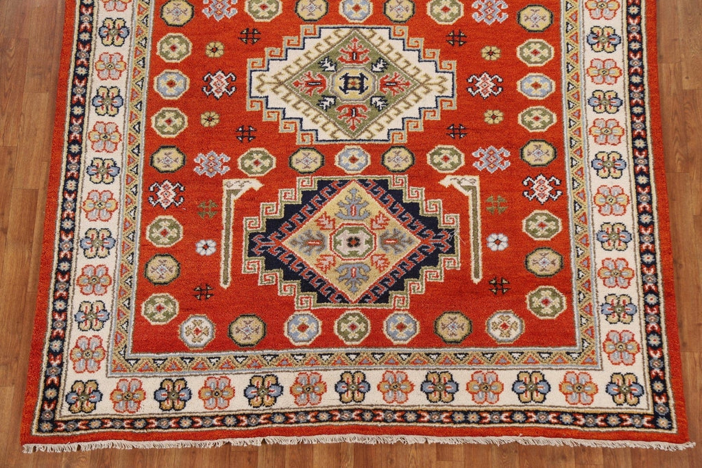 Orange Kazak Oriental Area Rug 7x8