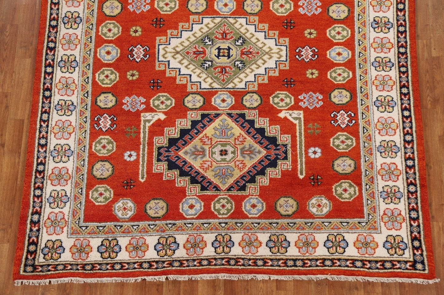 Orange Kazak Oriental Area Rug 7x8