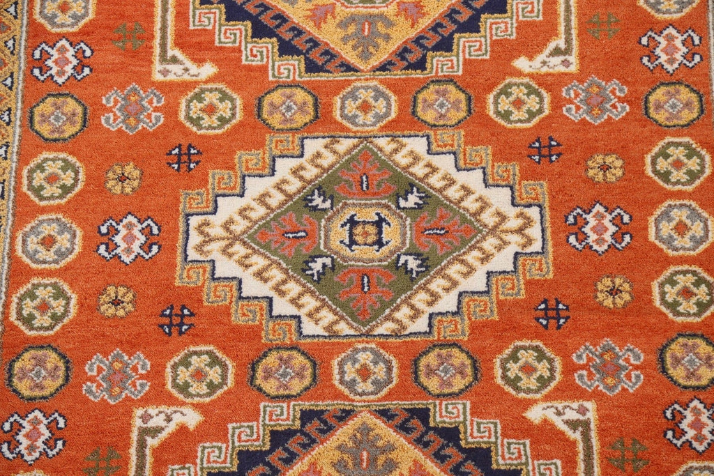 Orange Kazak Wool Area Rug 7x8