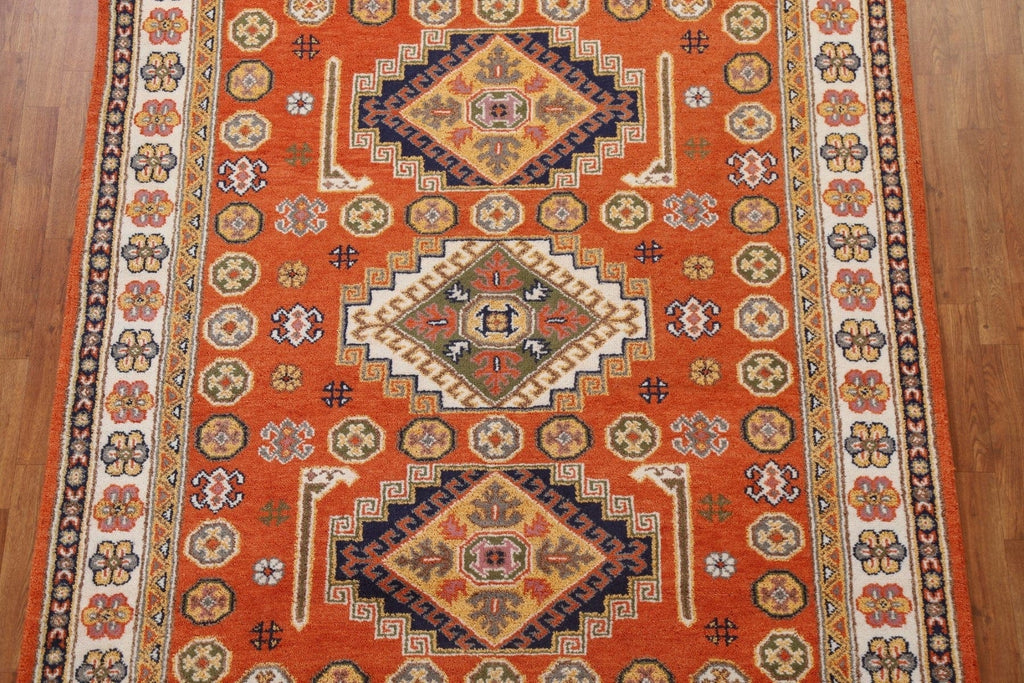 Orange Kazak Wool Area Rug 7x8