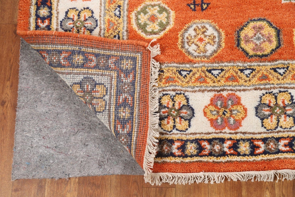 Orange Kazak Wool Area Rug 7x8