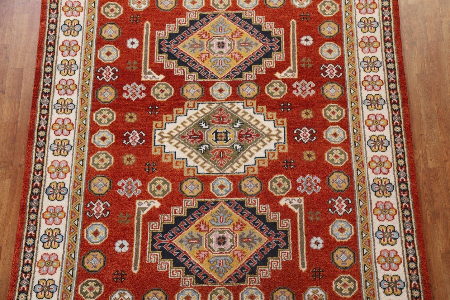 Geometric Kazak Wool Area Rug 7x8