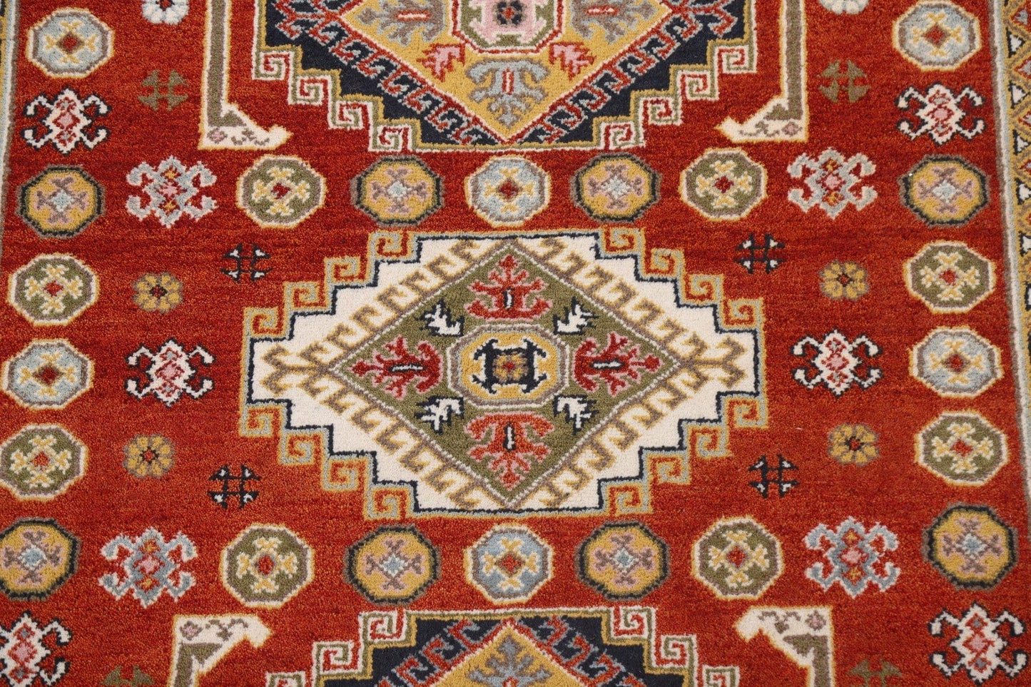 Geometric Kazak Wool Area Rug 7x8