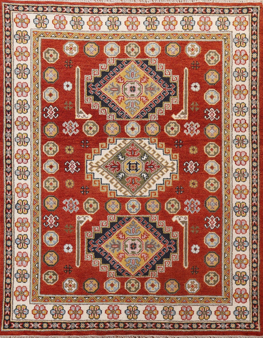 Geometric Kazak Wool Area Rug 7x8