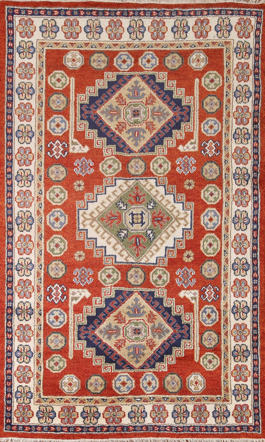 Orange Kazak Geometric Area Rug 5x8