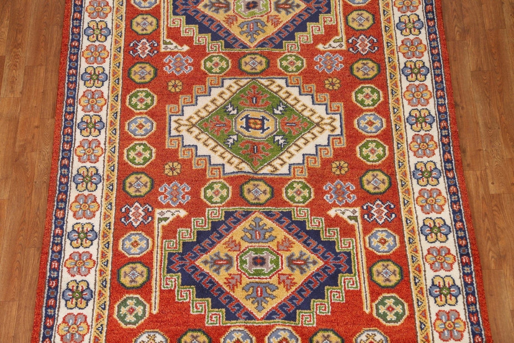 Orange Wool Kazak Area Rug 5x8