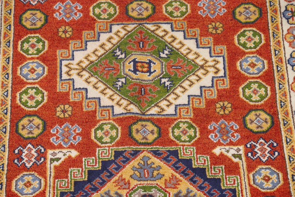 Orange Wool Kazak Area Rug 5x8