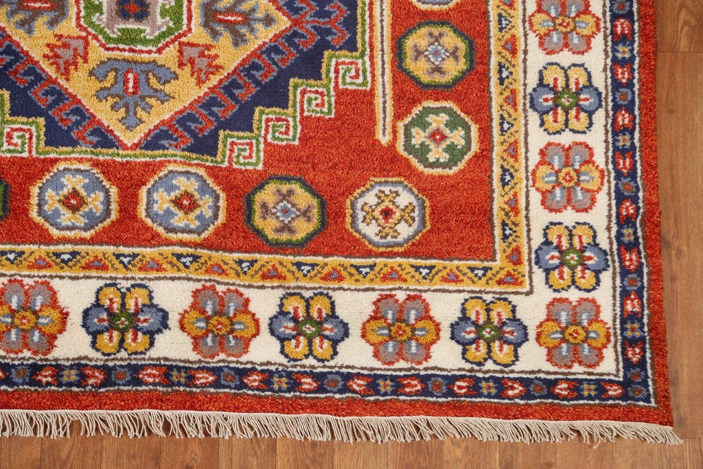 Orange Wool Kazak Area Rug 5x8