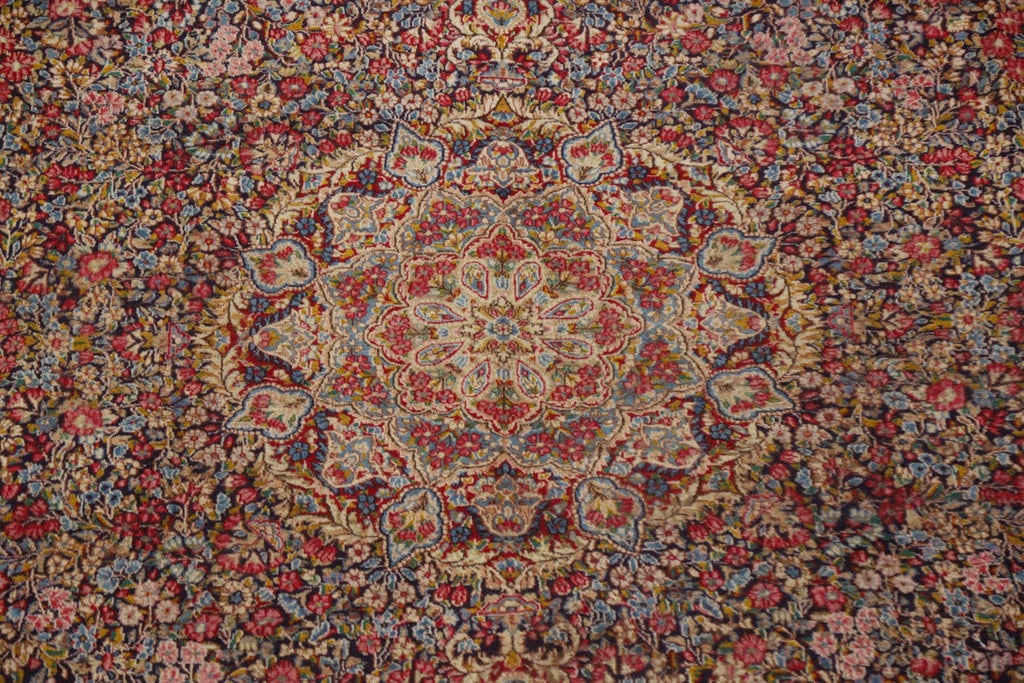 Vintage Floral Wool Kerman Persian Area Rug 10x13