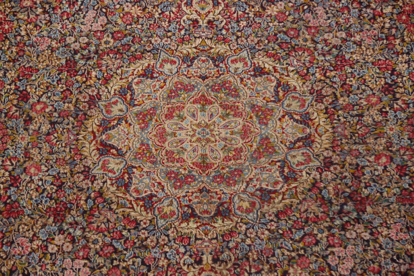 Vintage Floral Wool Kerman Persian Area Rug 10x13