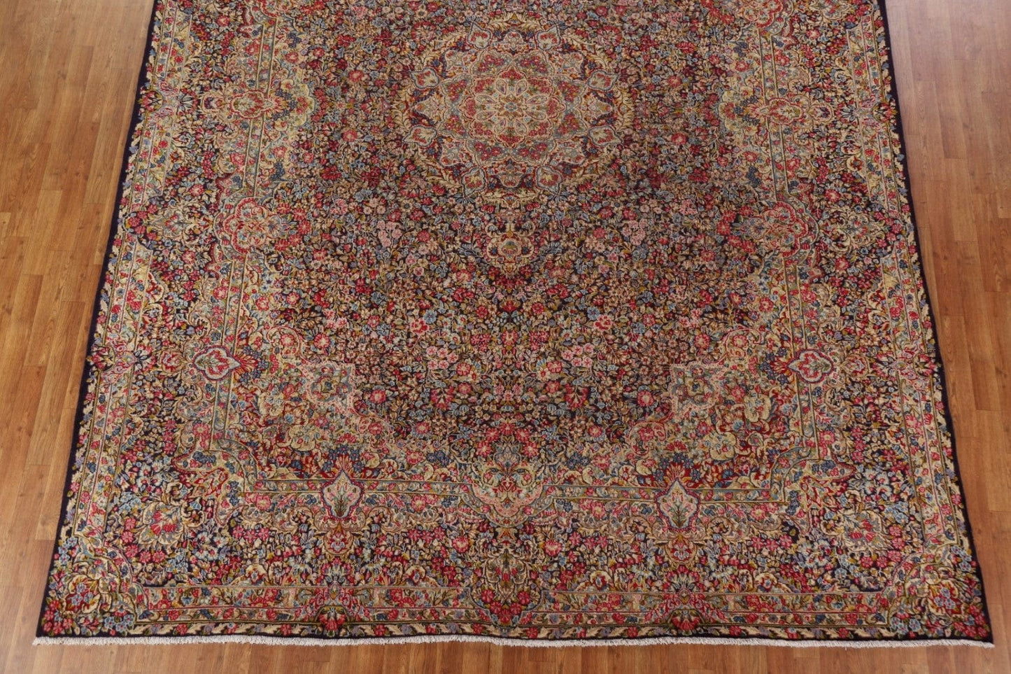 Vintage Floral Wool Kerman Persian Area Rug 10x13