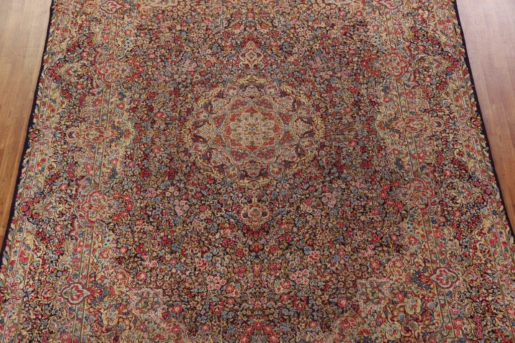 Vintage Floral Wool Kerman Persian Area Rug 10x13