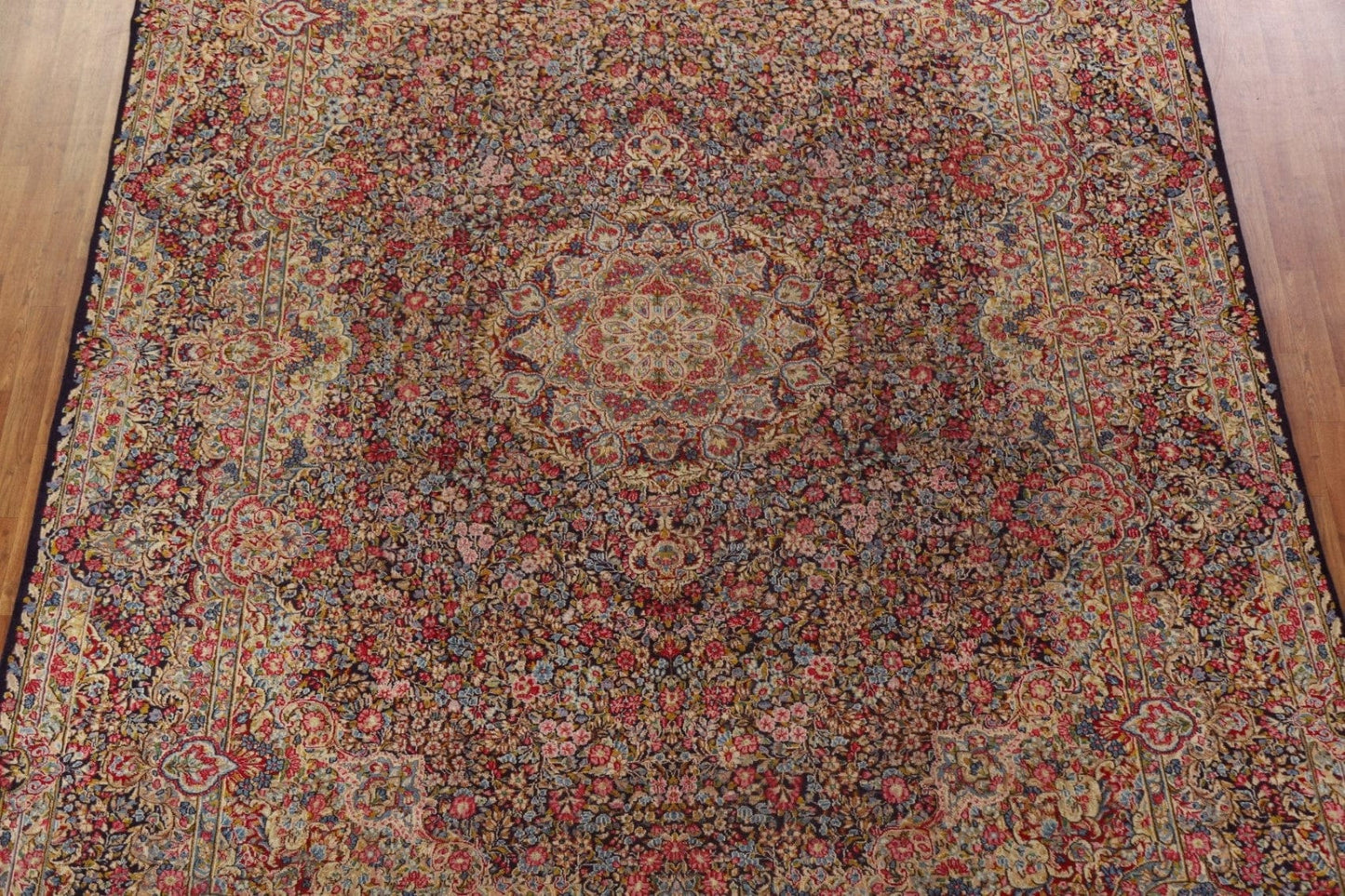 Vintage Floral Wool Kerman Persian Area Rug 10x13