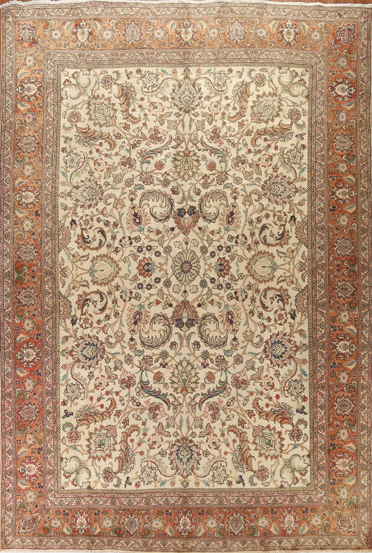 All-Over Floral Tabriz Persian Area Rug 10x13