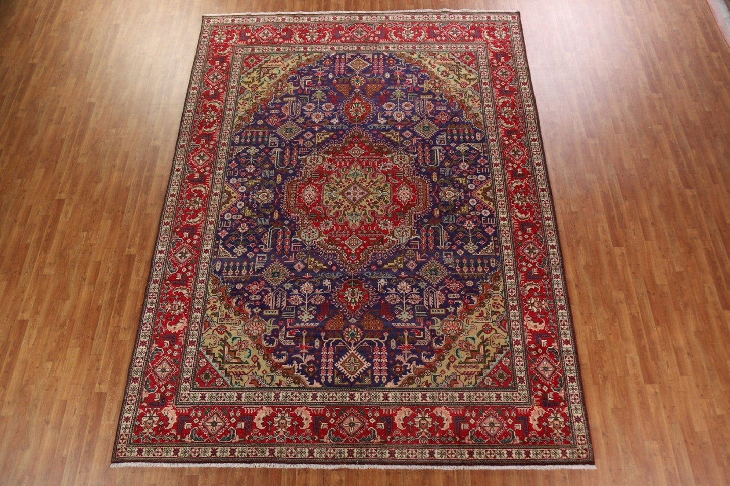 Geometric Wool Tabriz Persian Area Rug 10x13