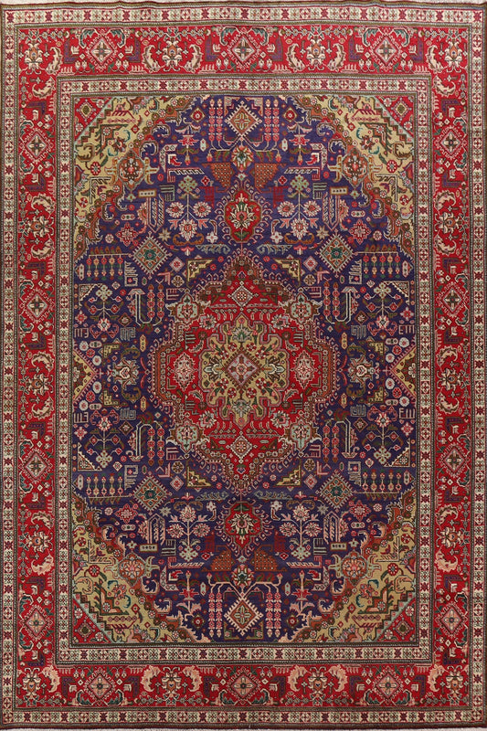 Geometric Wool Tabriz Persian Area Rug 10x13