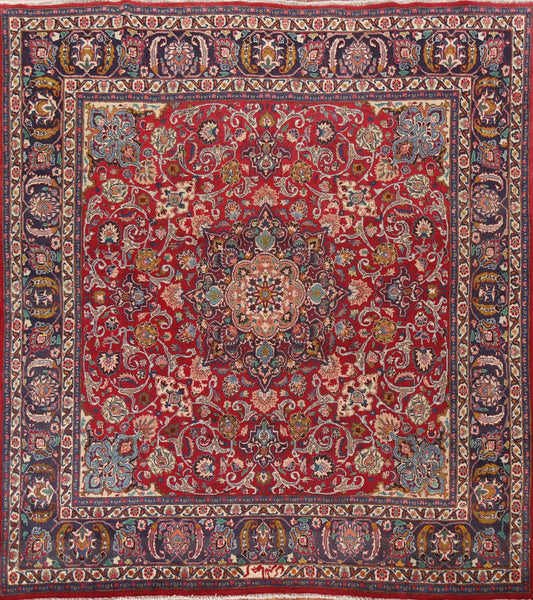 Traditional Mashad Persian Square Rug 10x10