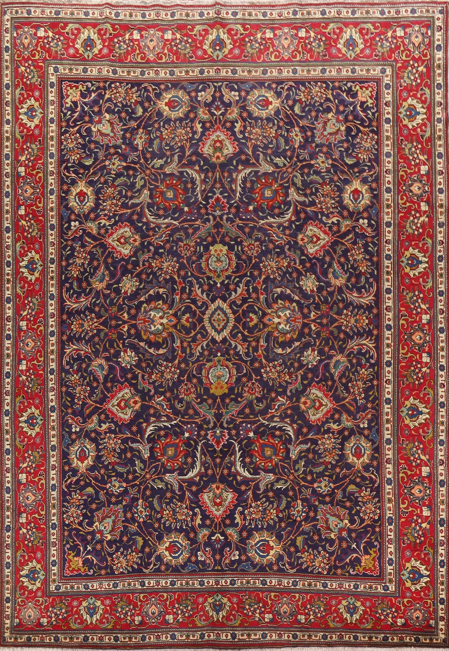 Vintage Floral Tabriz Persian Area Rug 10x13