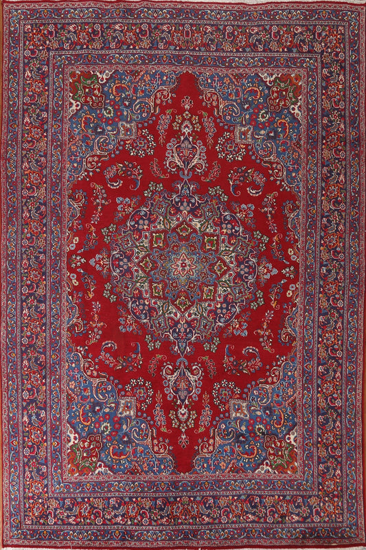 Vintage Wool Mashad Persian Area Rug 8x11