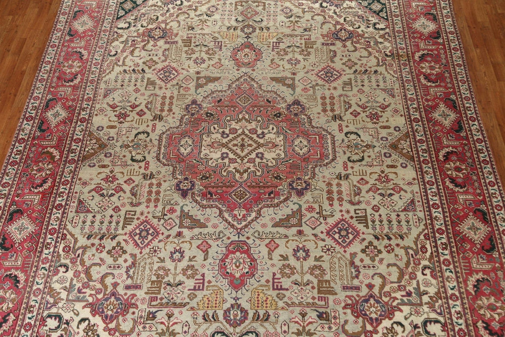 Vintage Geometric Tabriz Persian Area Rug 10x13