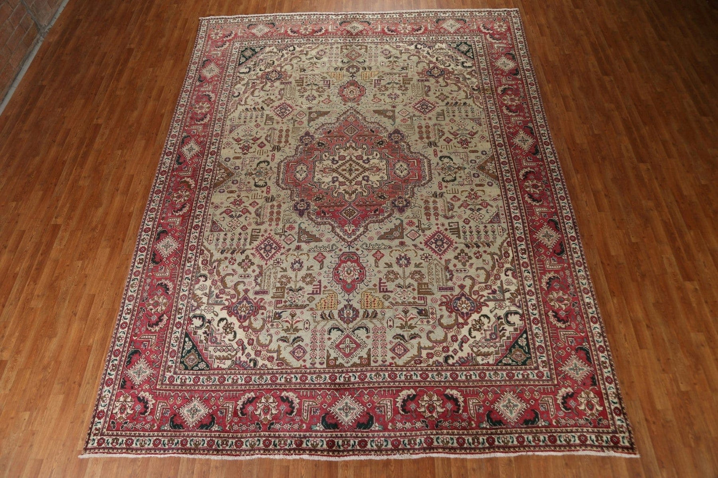 Vintage Geometric Tabriz Persian Area Rug 10x13