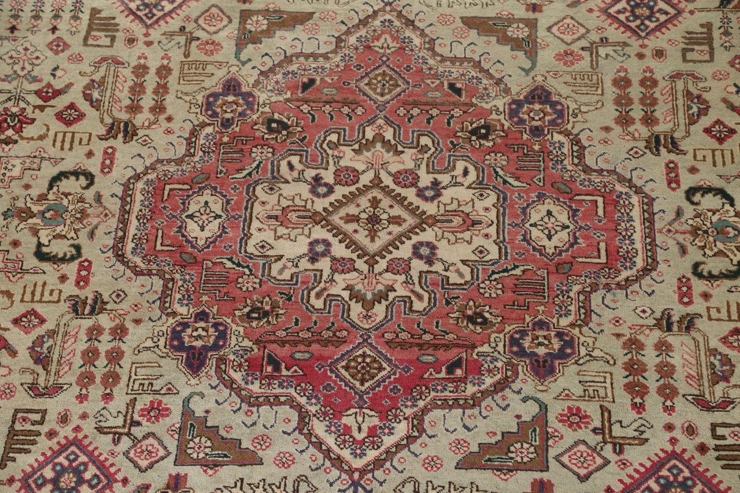 Vintage Geometric Tabriz Persian Area Rug 10x13