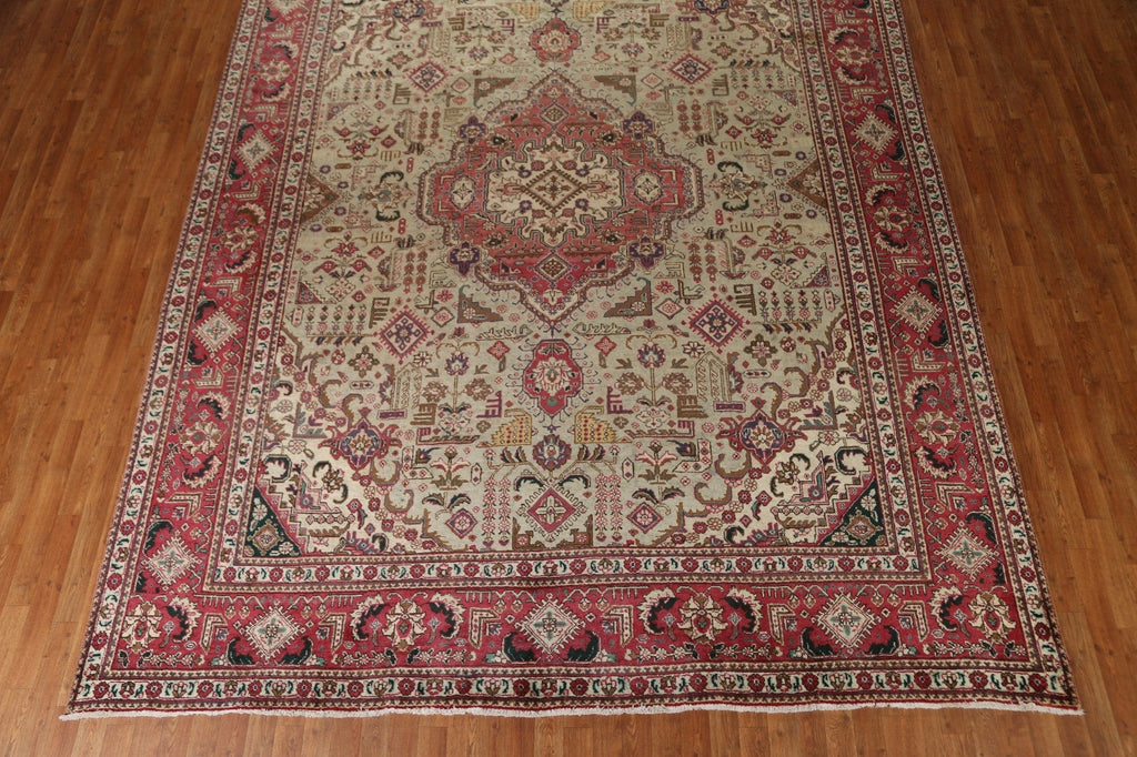 Vintage Geometric Tabriz Persian Area Rug 10x13