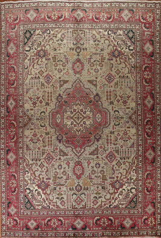 Vintage Geometric Tabriz Persian Area Rug 10x13