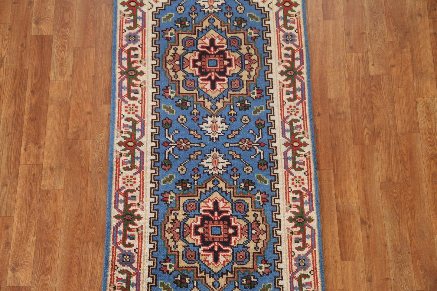 Heriz Serapi Blue Geometric Rug 3x6