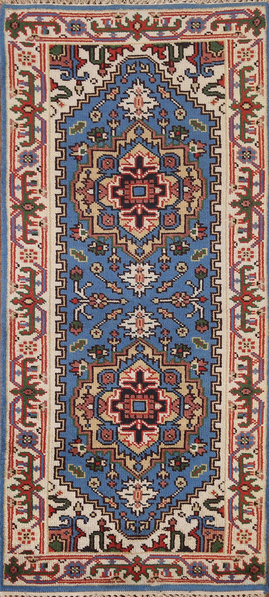 Heriz Serapi Blue Geometric Rug 3x6