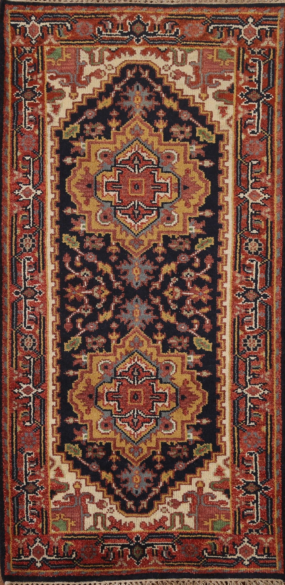 Navy Blue Heriz Serapi Oriental Area Rug 3x6