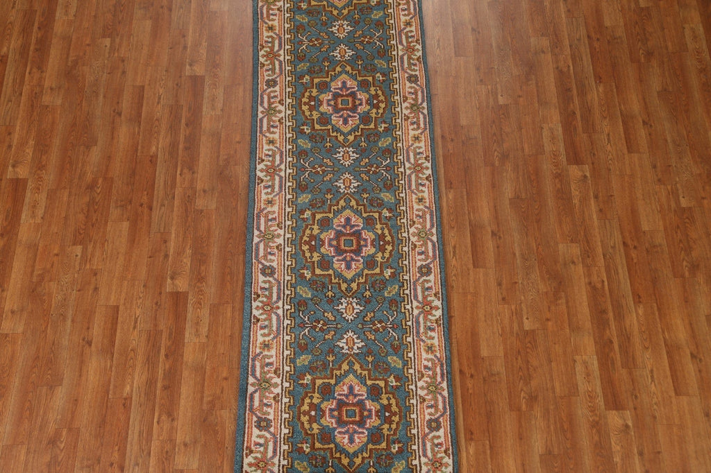 Blue Heriz Serapi Oriental Runner Rug 3x10