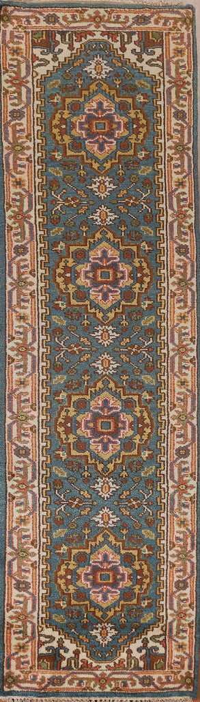 Blue Heriz Serapi Oriental Runner Rug 3x10