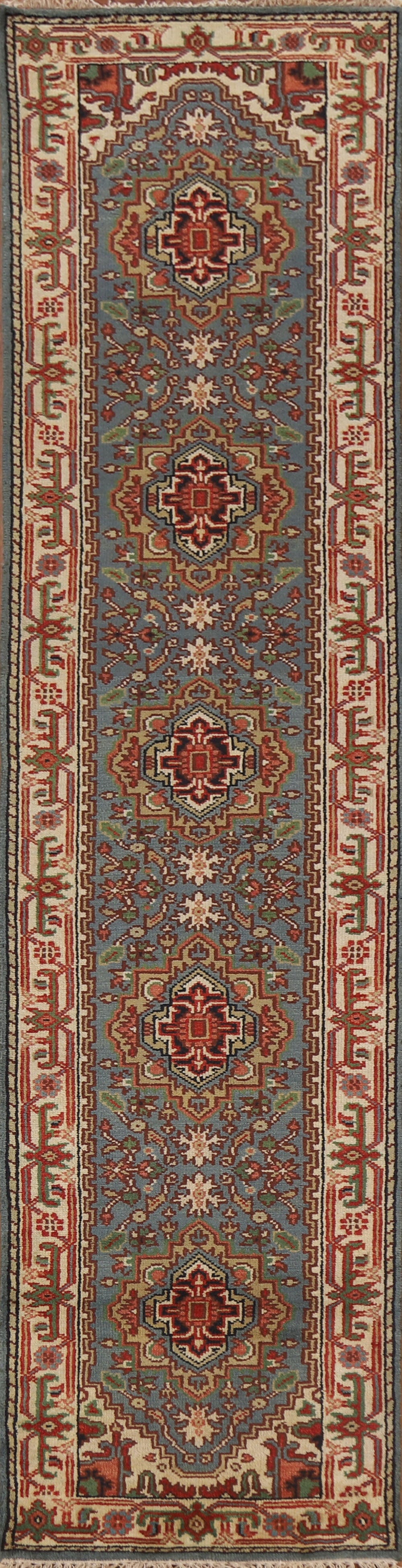 Geometric Heriz Serapi Runner Rug 3x12