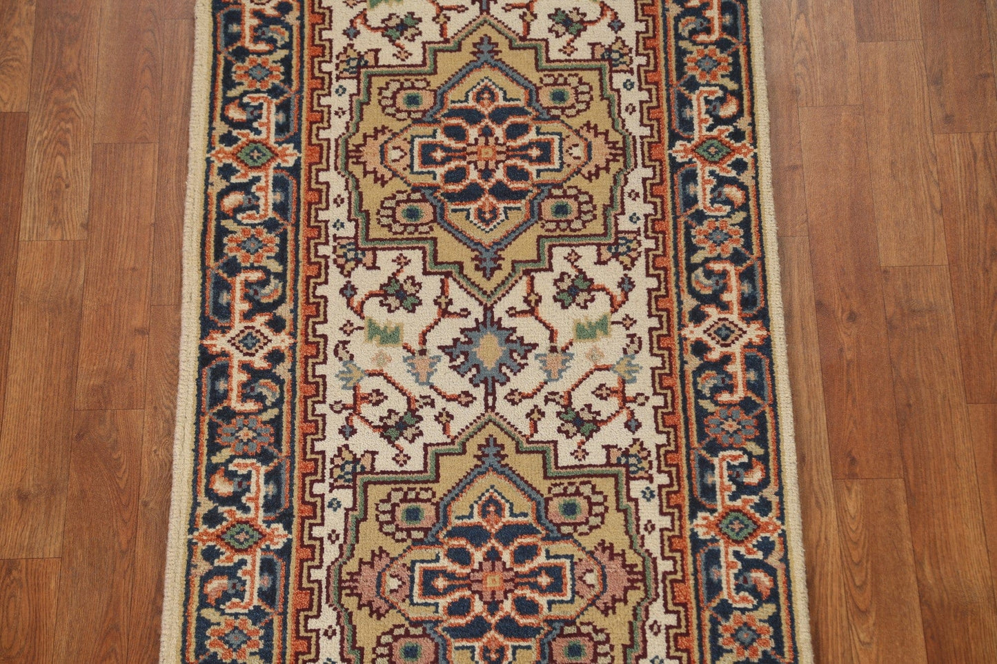 Geometric Heriz Serapi Runner Rug 3x12