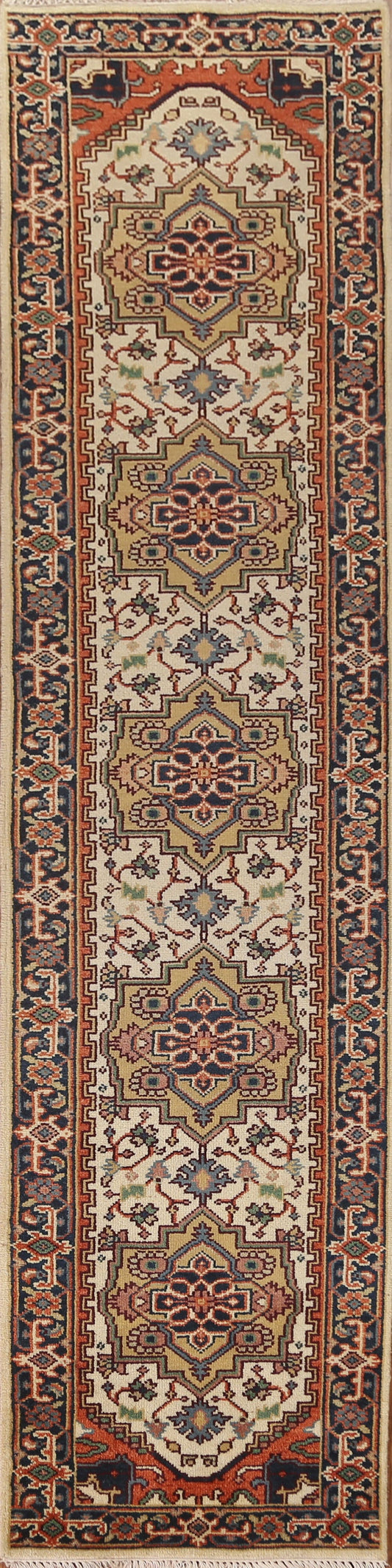 Geometric Heriz Serapi Runner Rug 3x12